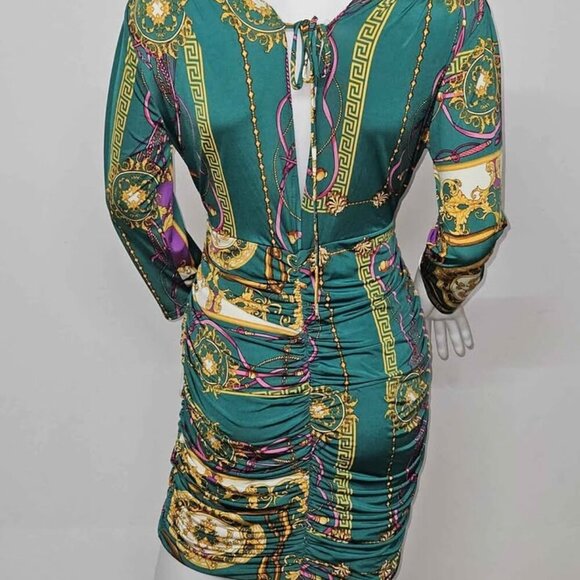 NEW size Large High Fashion Party dress multi color multi print mini dress - Picture 2 of 2